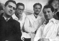 Filip Kumbatovič Kalan s kolegi - Predavanje v seminarju prof. arh. Ivana Vurnika, Ljubljana, 1935/36.