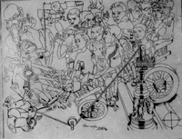 Homo mensura  - Karikatura maturantov-sošolcev mariborske realke 1927/28.
Avtor karikature: Zoran Didek.
Litografija s podpisom, datirana 10. IX. 1973.

Zadaj trinajst originalnih podpisov, desno spodaj 