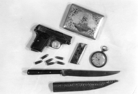 Filip Kumbatovič st. - Tobačnica, revolver s šaržerjem in municijo, žepna ura in nož z etuijem - spomin na udeležbo v ruski revoluciji 1917