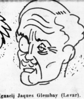 Krleža: Gospoda Glembajevi - Milko Bambič: Levar kot Ignacij Jacques Glembay (karikatura)
SNG Drama Ljubljana, 26. 2. 1931. 
Plakat 561. Vir: Jugoslovan, 1. 3. 1931
Neg.: S.CLXVIII, 21; sig. 7155