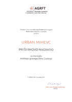 Prešernova nagrada UL AGRFT - Urban Mihevc - 